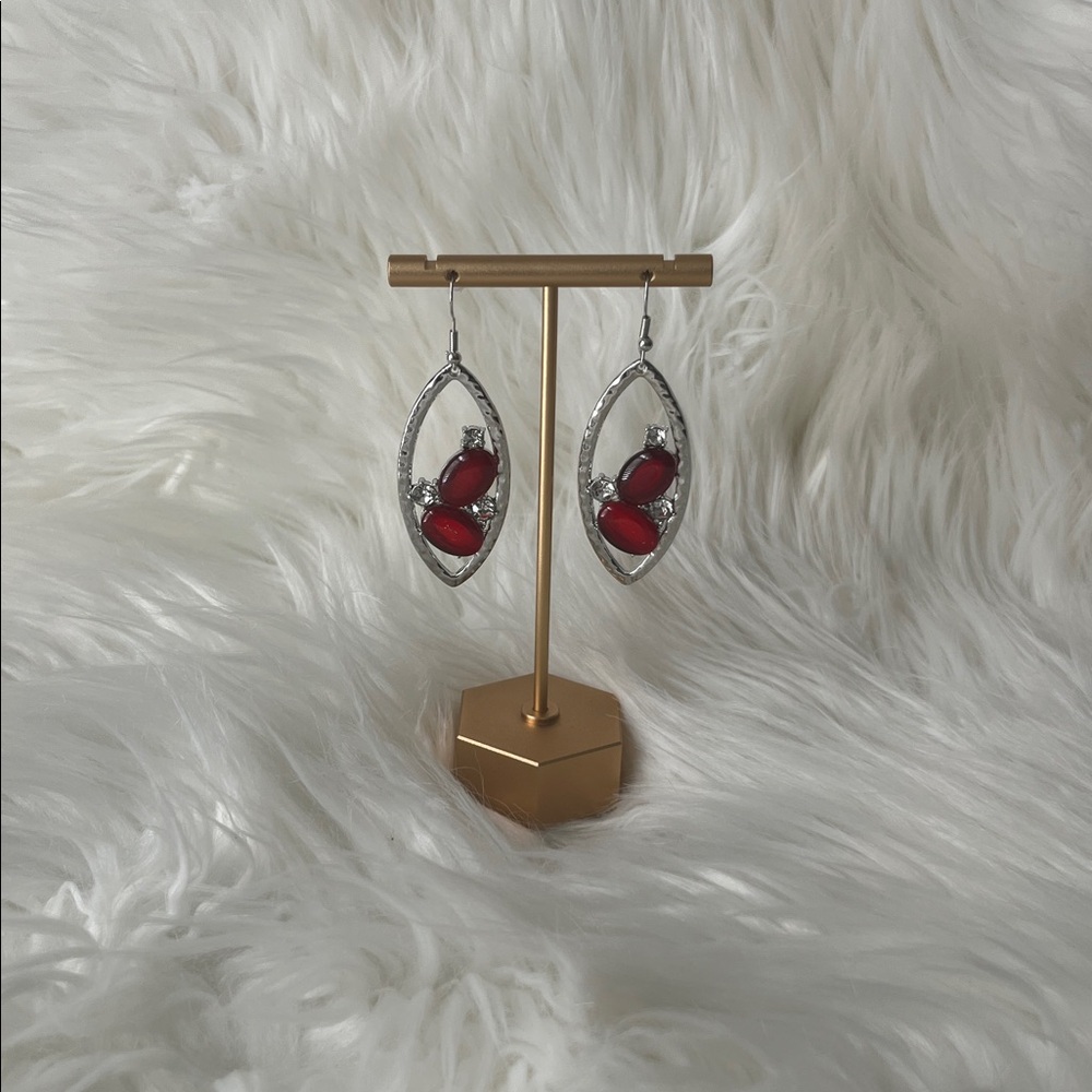 Elegant Red and Silver Earrings